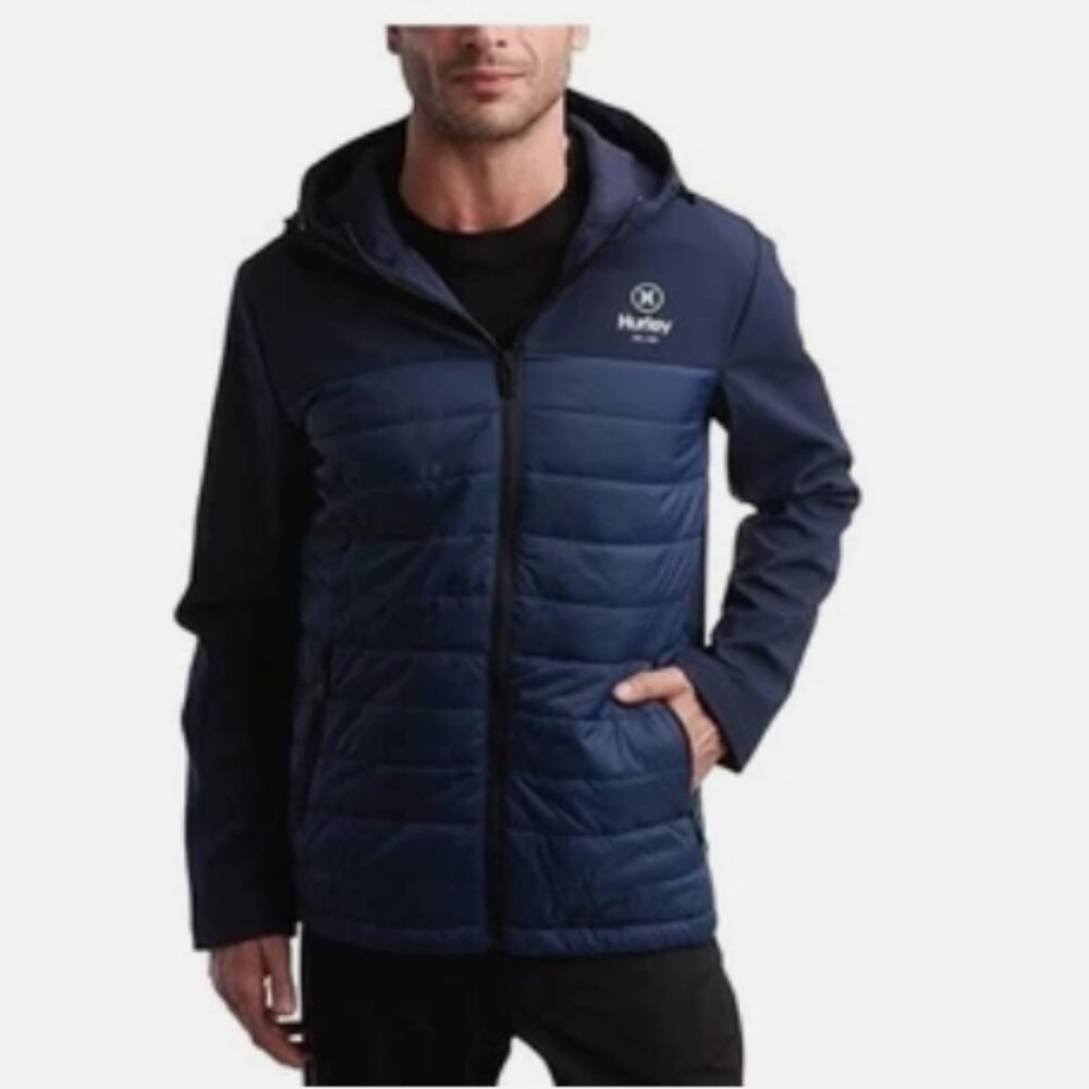 Hurley Men's Windproof 3 Layer Puffer Jacket   Blue